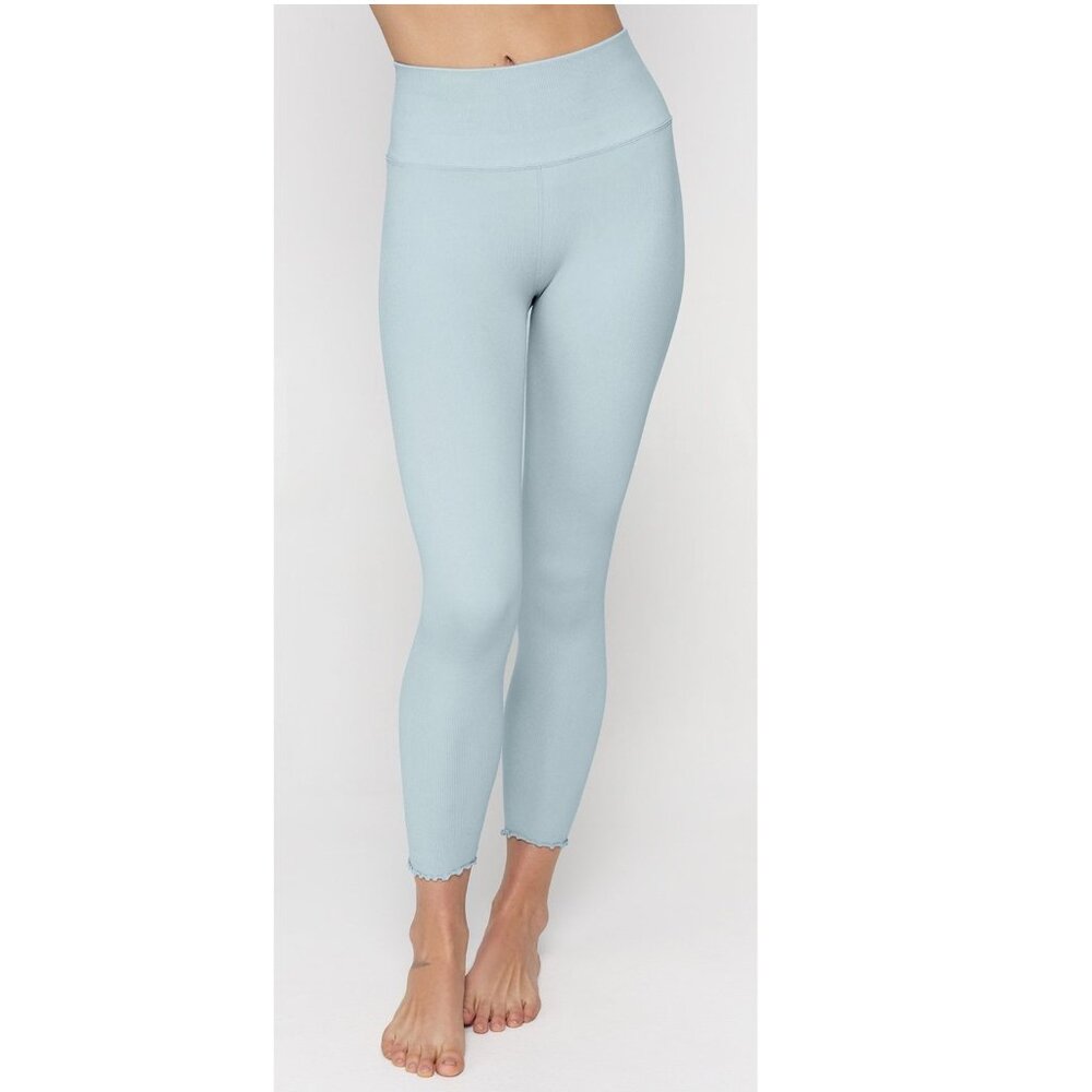 SPIRITUAL GANGSTER Love Sculpt Ruffle Leggings Pastel Blue M/L 8-10 NWT NLA